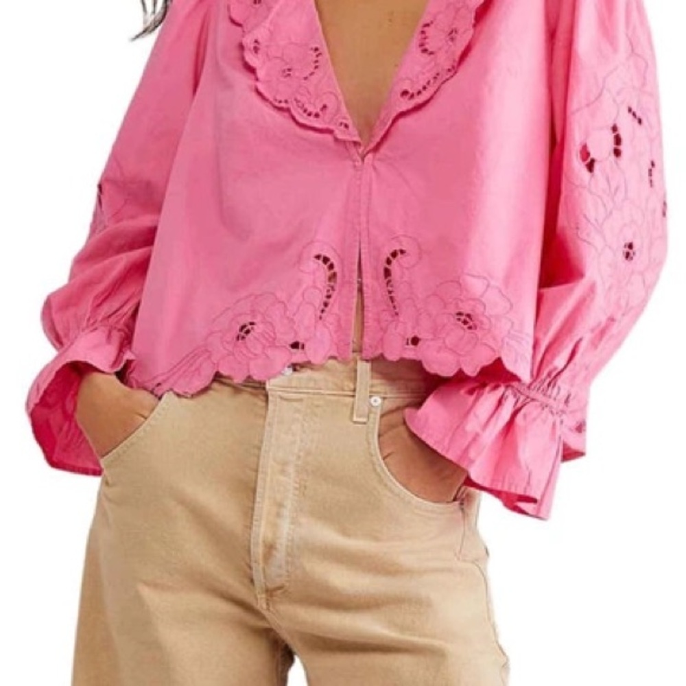 Free People Pink Floral Blouse